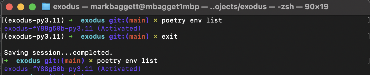 Demoing the Output of Poetry Env List