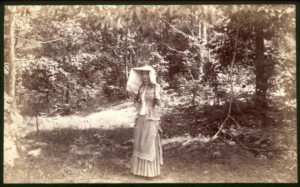 Miss Lizzie Nourse posing as one of the natives Mt. Nebo