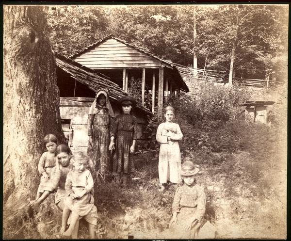Group of children at Cider Mill - below Little River Gap
